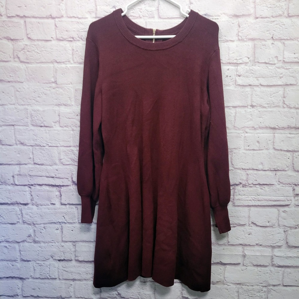 Tommy Bahama Pickford Balloon Sleeve Sweater Dress Sz L Burgundy Knit‎ Preppy
